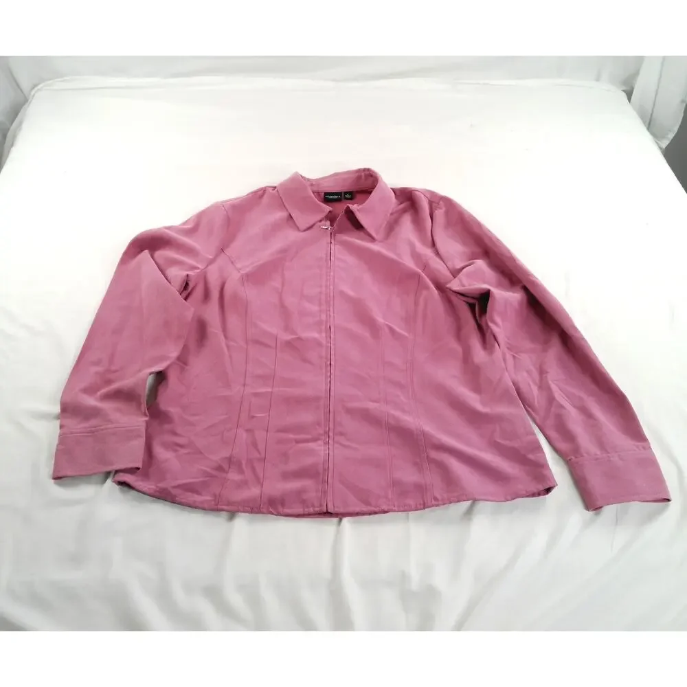 Sonoma Life + Style Women's Pink Faux Suede Zip Front Jacket Large